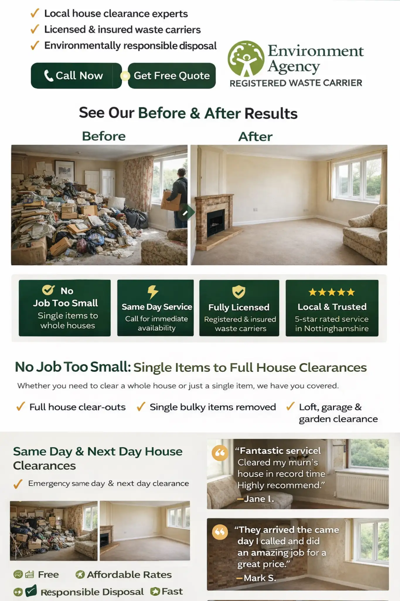 Professional house clearance and waste removal in Nottingham by Donnellys Recycling